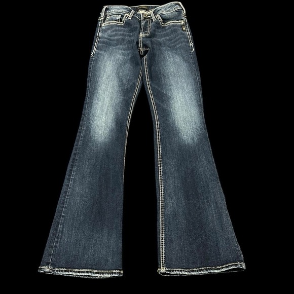 Silver Jeans Women 28/33 Bootcut Dark Wash Western Suki Surplus Blue Stretch - Picture 2 of 13